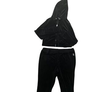 Juicy Couture Black Velour Hoodie and Joggers Set